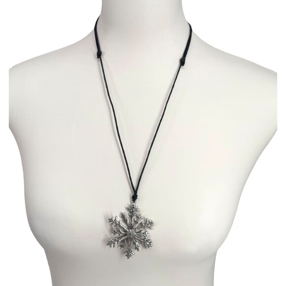 J. Jill Snowflake Necklace Earrings Silver Tone Shimmering Pave Accent Holiday - Picture 6 of 15